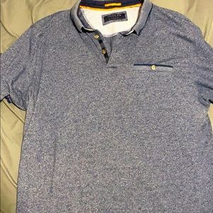 Navy blue and orange accent polo